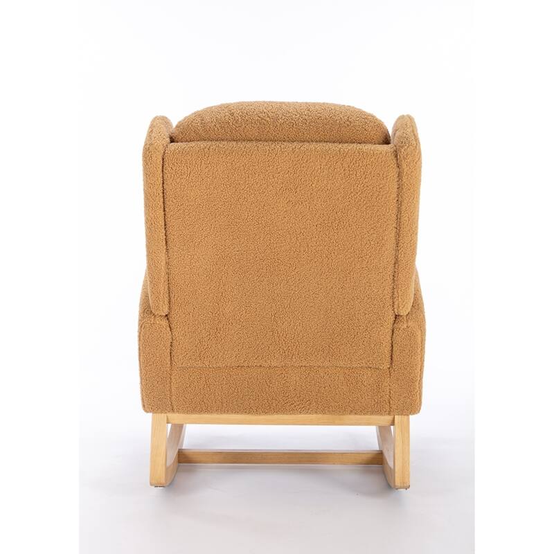 Modern Teddy Fabric Rocking Chair With Packet Wood Leg