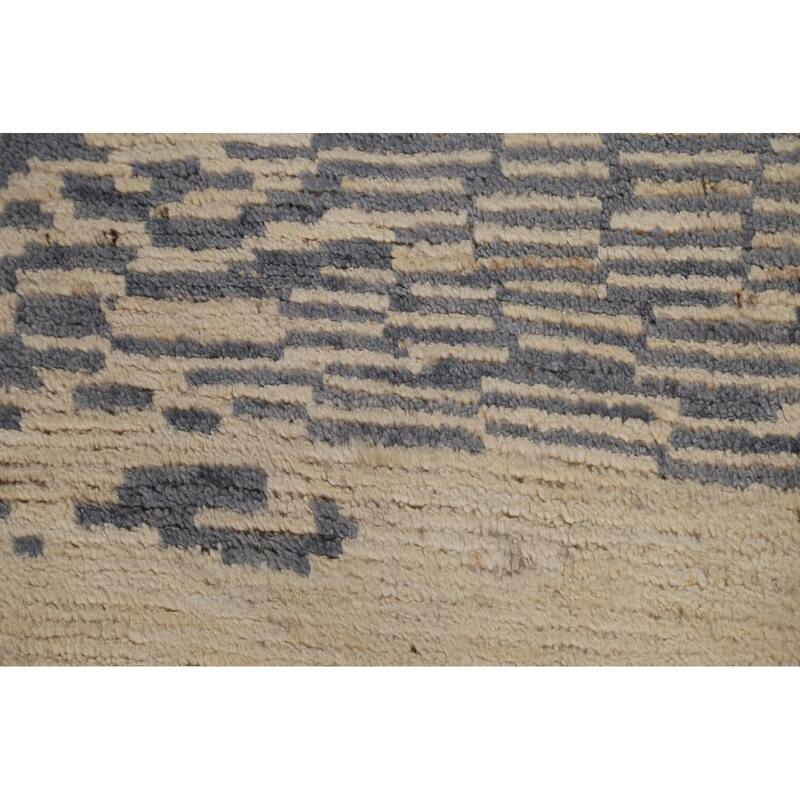 Hand Knotted Oriental 100% Wool Carpet Tribal Tribal Beige & Ivories Moroccan Area Rug - 9' 0'' X 6' 5''