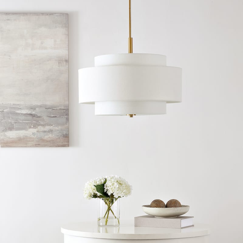 SAFAVIEH Lighting Zenobia Chandelier - 22" W x 22" D x 27-57" H - Brass Gold