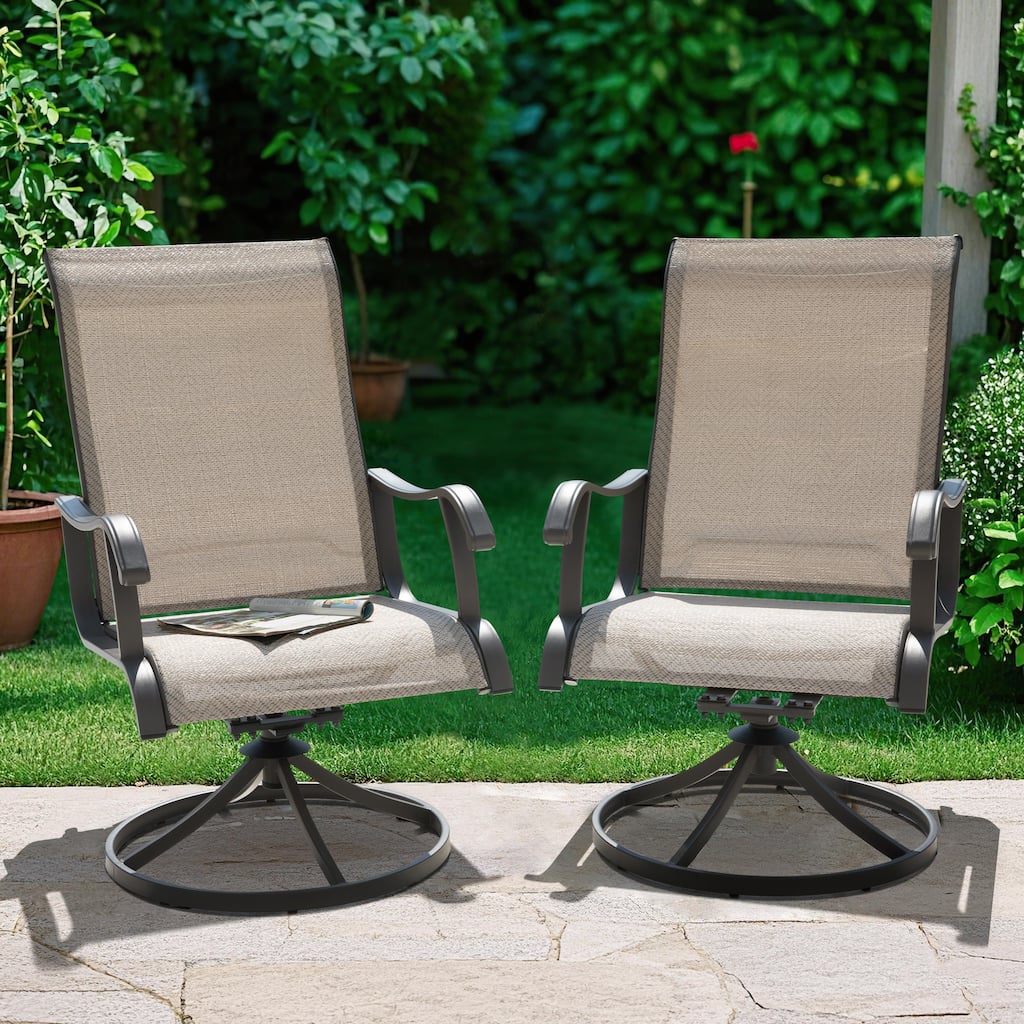 Nuu Garden Patio 2-Piece Textilene Dining Chairs, Smooth 360-Degree Swivel