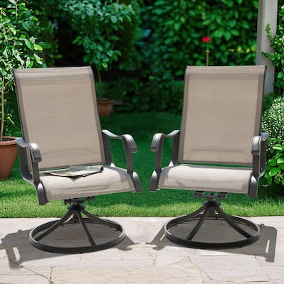 Patio 2-Piece Outdoor Textilene Dining Chairs with Smooth Swivel Design