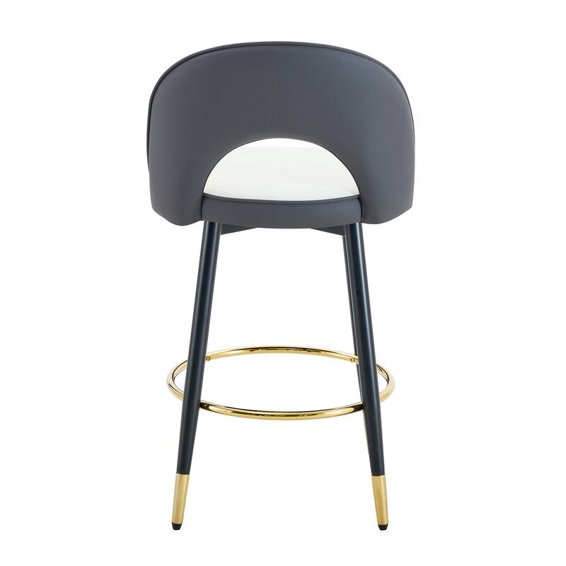 Roomfitters Swivel PU Bar Chairs with Black Metal Legs, 360° Adjustable Upholstered Set of 2 for Home or Kitchen