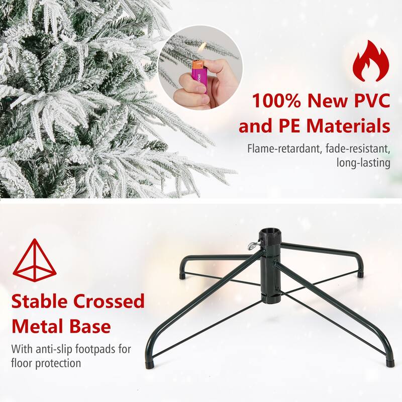Gymax 6/7/8 FT Artificial Christmas Tree w/1108 PE PVC Branch Tips & - Green, White