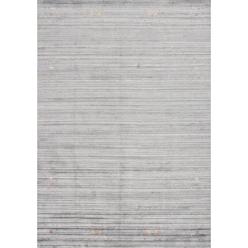 Hand Knotted Oriental Viscose Silk Carpet Tribal Animal Pictorial Greys & Charcoal Gabbeh Area Rug - 11' 9'' X 9' 2''