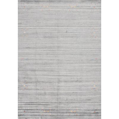 Hand Knotted Oriental Viscose Silk Carpet Tribal Animal Pictorial Greys & Charcoal Gabbeh Area Rug - 11' 9'' X 9' 2''