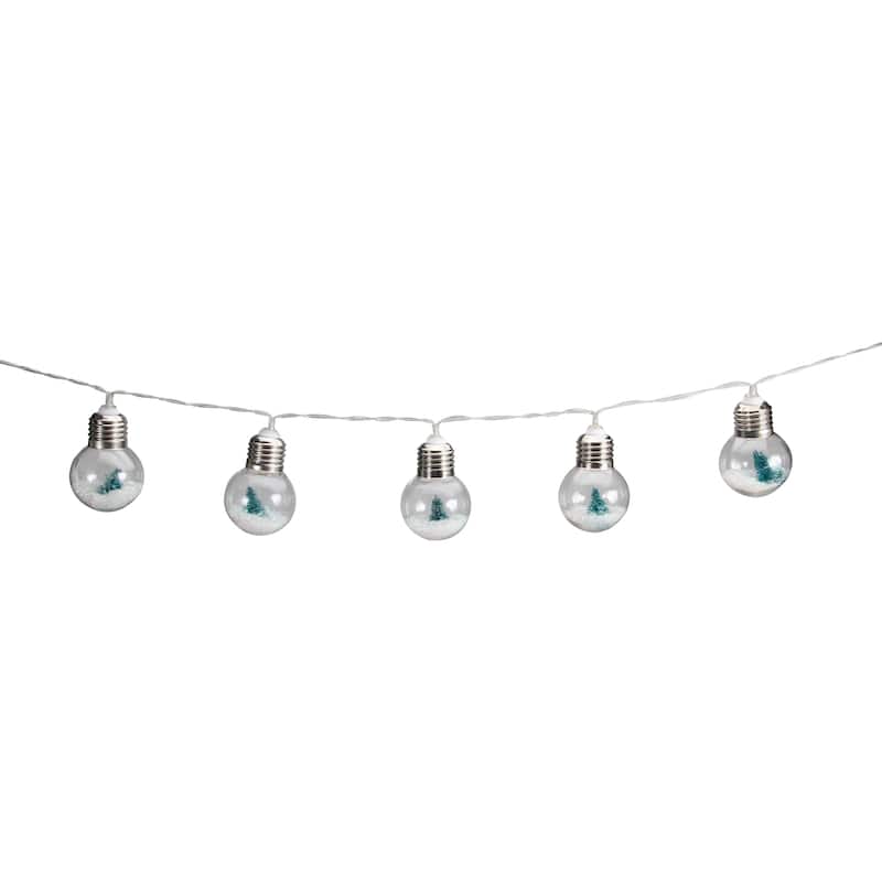 10-Count B/O LED white Bulbs Christmas Tree Lights 3.25' Clear Wire