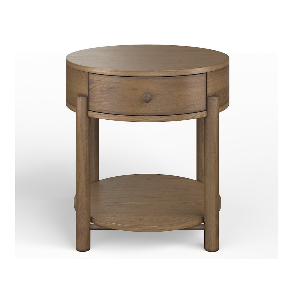 Magnussen Home Hadleigh Brown Honey Round End Table - 24''W x 24''D x 25''H