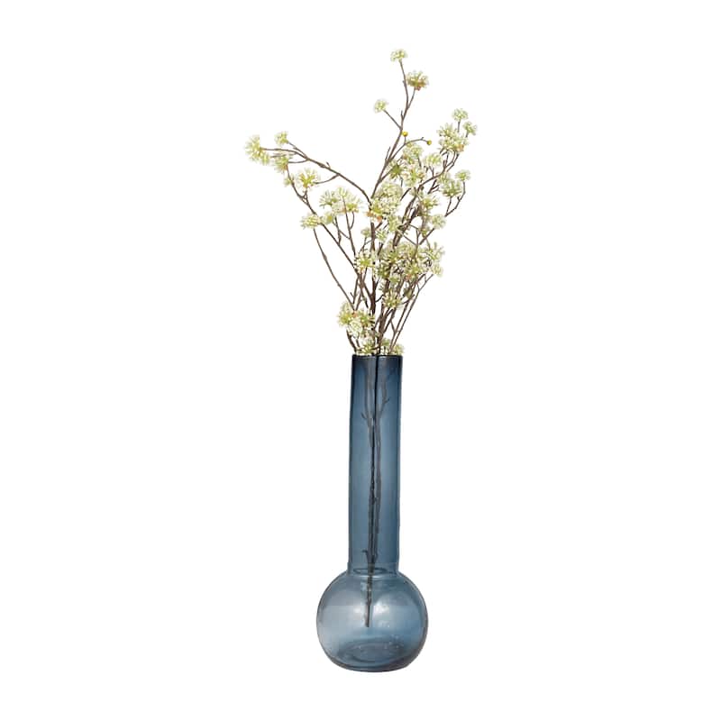 19" Glass Vase Contemporary Blue Vase For Floral Arrangements Beautiful Decorative Table Accent for Home or Office