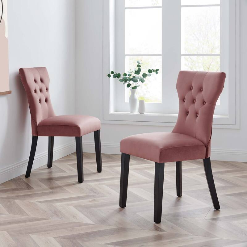 Silhouette Performance Velvet Dining Chairs - Set of 2 - N/A