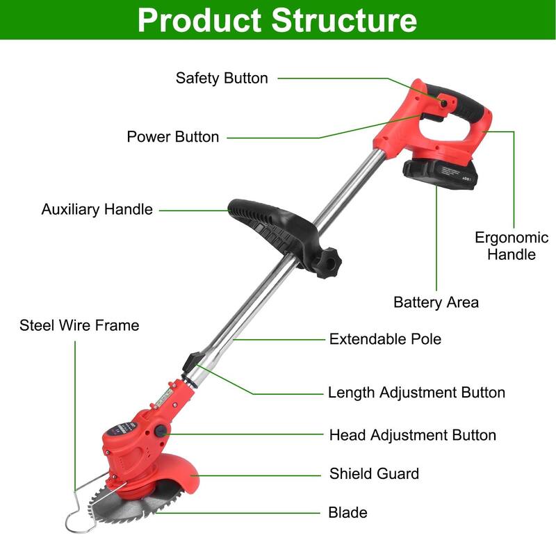 Electric Cordless Grass Trimmer Rechargeable