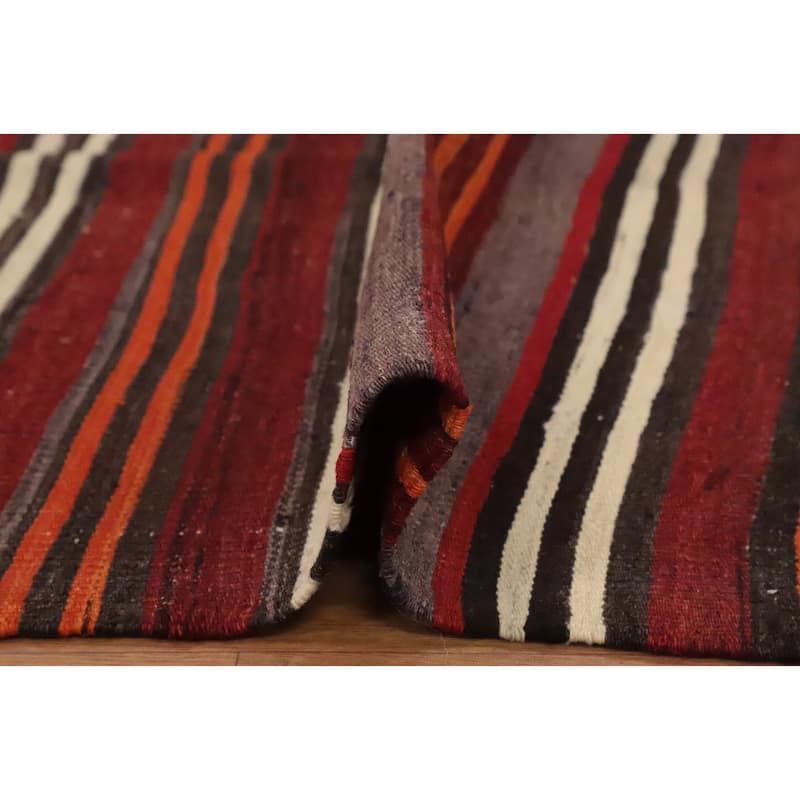 Hand Woven Oriental 100% Wool Carpet Southwestern Geometric Multi-Colored Kilim Area Rug - 10' 4'' X 5' 4''
