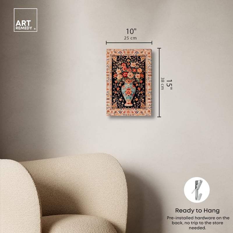 Persian Vase and Flowers II Canvas by Art Remedy, Gallery Wrapped