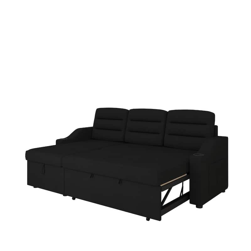 MH83.5" Convertible Sleeper Combo Sofa, Convertible Sofa Bed Polyester Pullout Bed