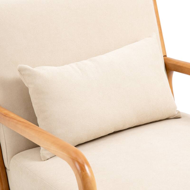Mid-Century Modern Upholstered Accent Chair with Wood Frame