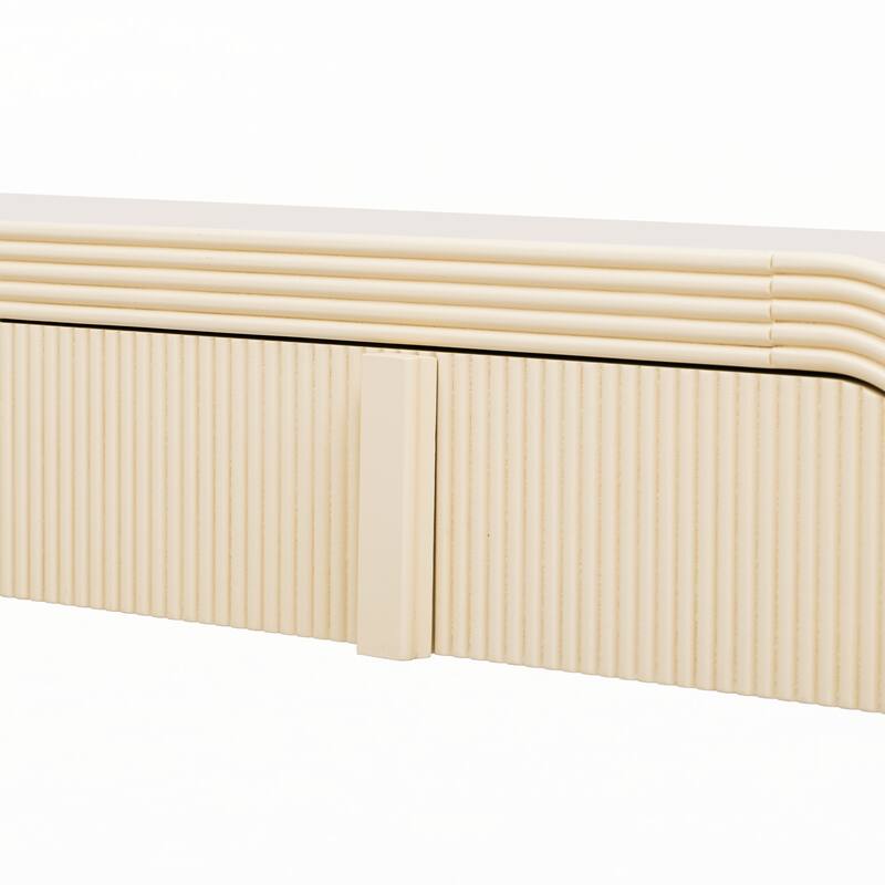Modern Console Table with 2 Storage Drawers(Apricot Cream)