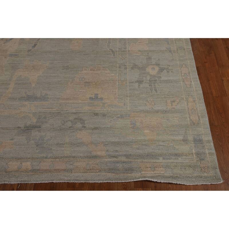 Floral Oushak Turkish Area Rug Hand-Knotted Wool Carpet - 9'2"x 11'8"