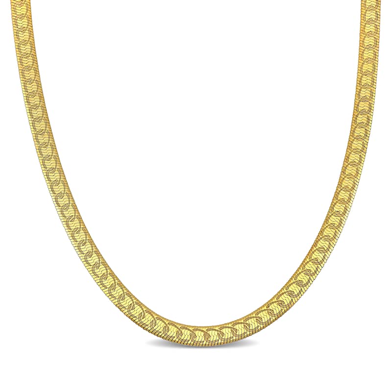 Miadora 4.5mm Fancy Herringbone Necklace in Yellow Plated Sterling Silver
