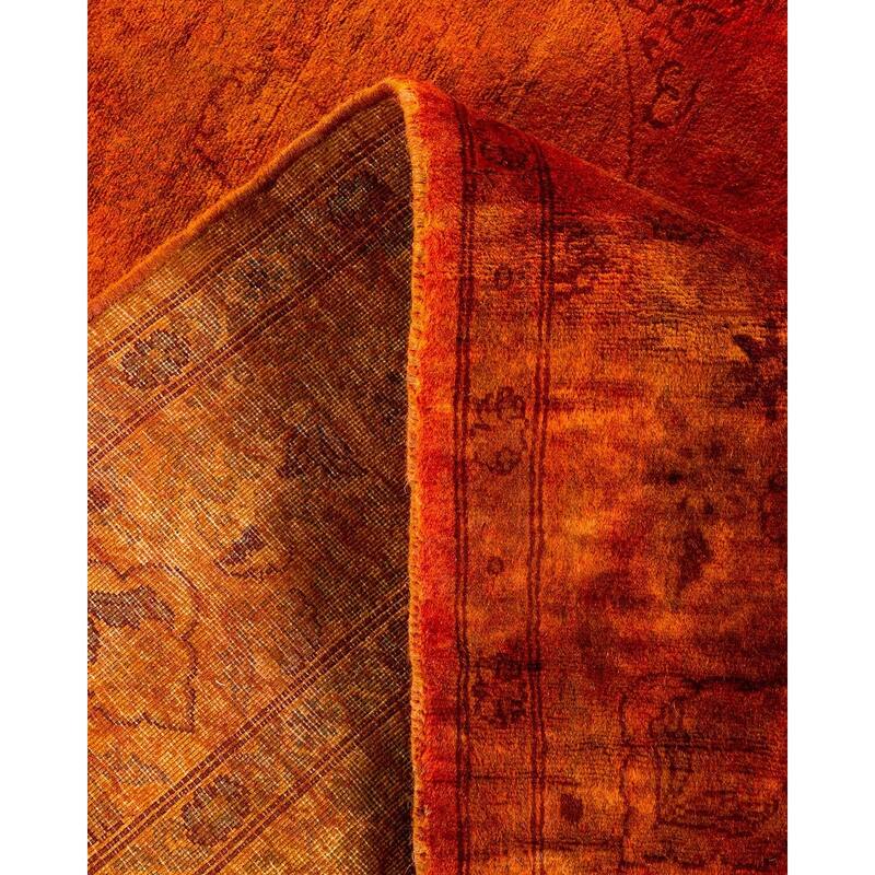 Overton Hand Knotted Wool Vintage Inspired Modern Contemporary Overdyed Orange Area Rug - 4' 2" x 6' 3"