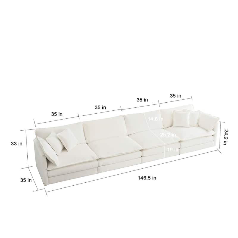 Modern L Shaped Sectional Sofa Set with Chenille Upholstery and Thick Cushions for Living Room and Guest Room