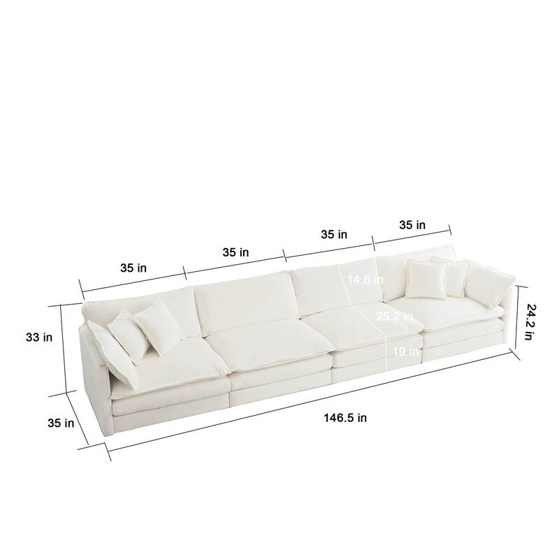 Modular Large U-Shape Sectional Sofa, Double Extra Ottomans, Comfort Chenille Upholstered Couch with Reversible Chaise