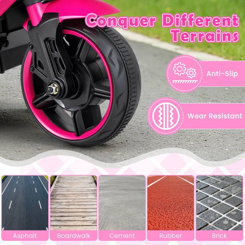 Costway 6V Kids Motorcycle with Music, Horn, Detachable Training