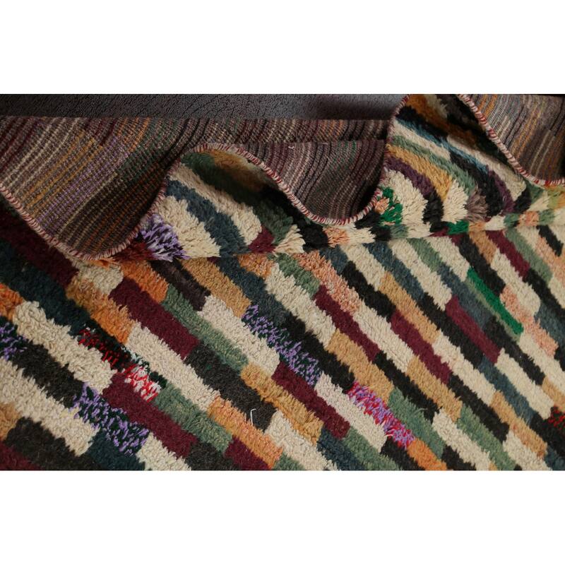 Checkered Moroccan Oriental Wool Area Rug Handmade Living Room Carpet - 10'1" x 14'6"