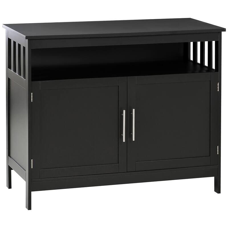 Coffee Bar Sideboard Buffet Cabinet w/ 2-Level Shelf &Open Compartment