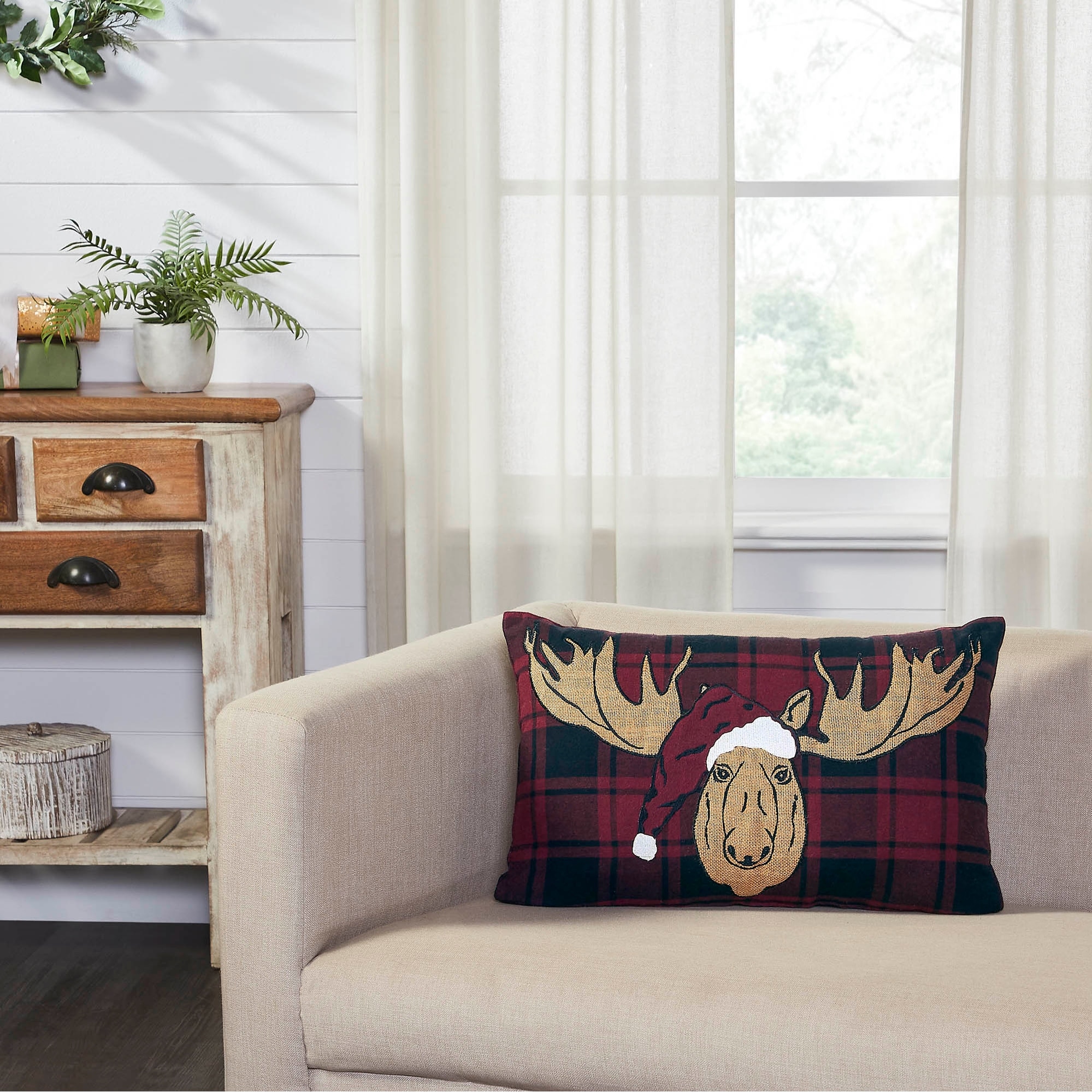 Moose christmas pillow top