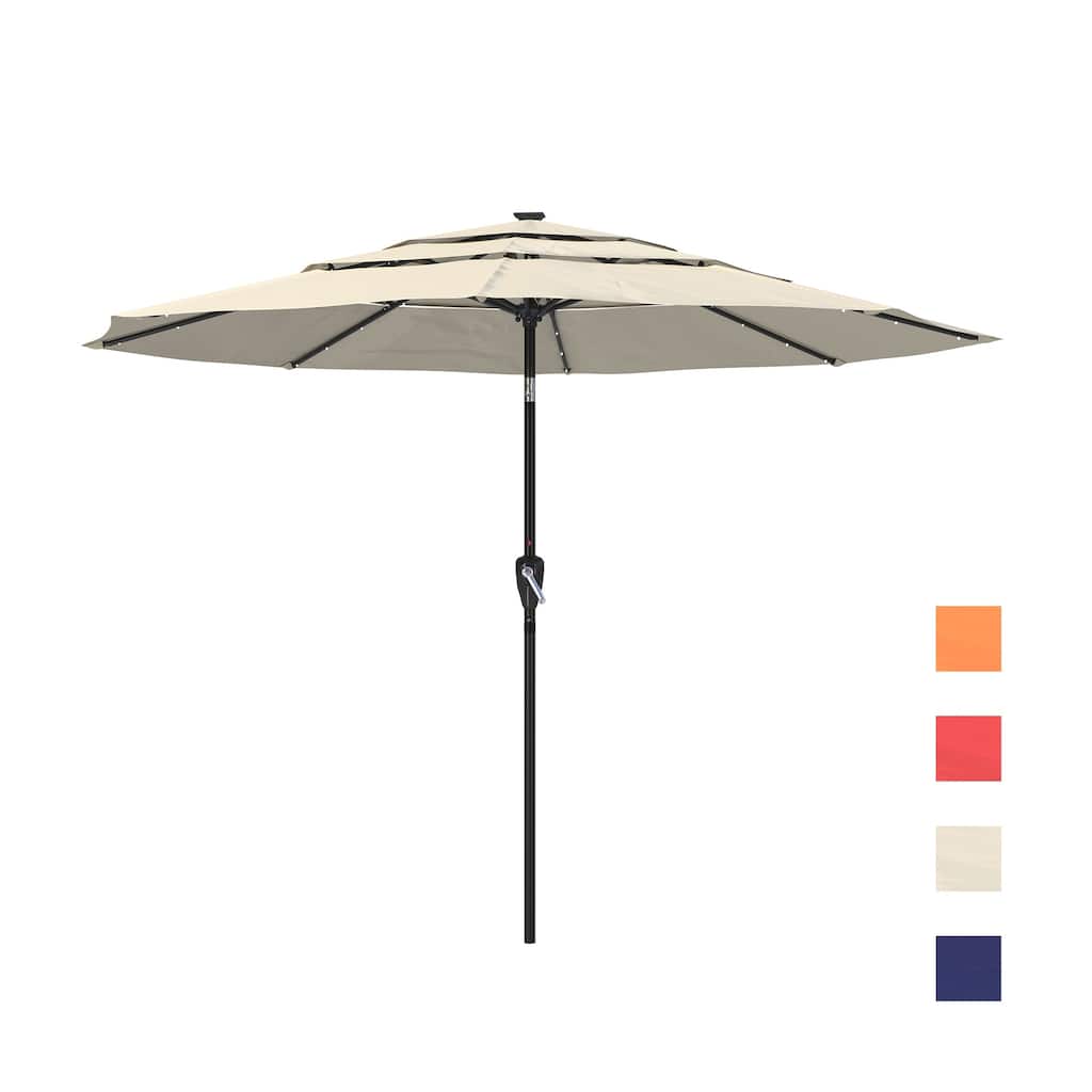 11-Ft Market Patio Umbrella with LED(Navy)