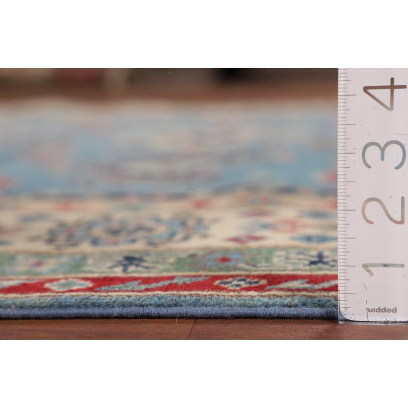 Light Blue Traditional Kazak Area Rug Handmade Wool Carpet - 6'8" x 9'6"