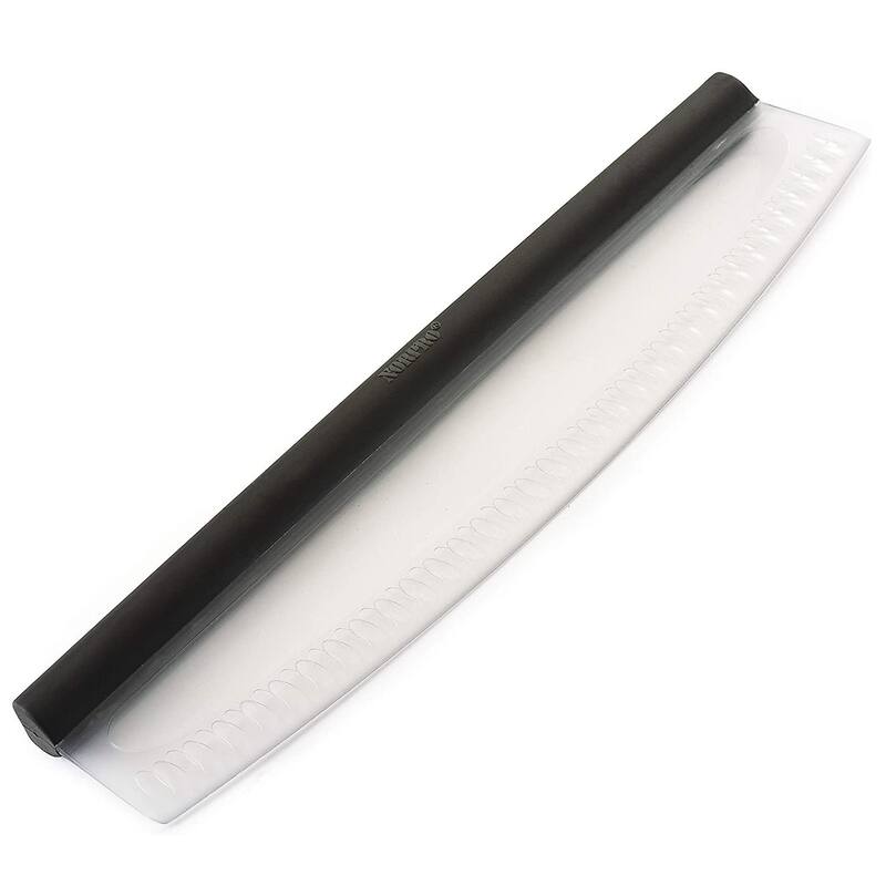 Norpro 13.75" Wide Grip-Ez Pizza / Dessert Slicer with Scallops - Curved Rocker Blade Pizza Cutter - Black
