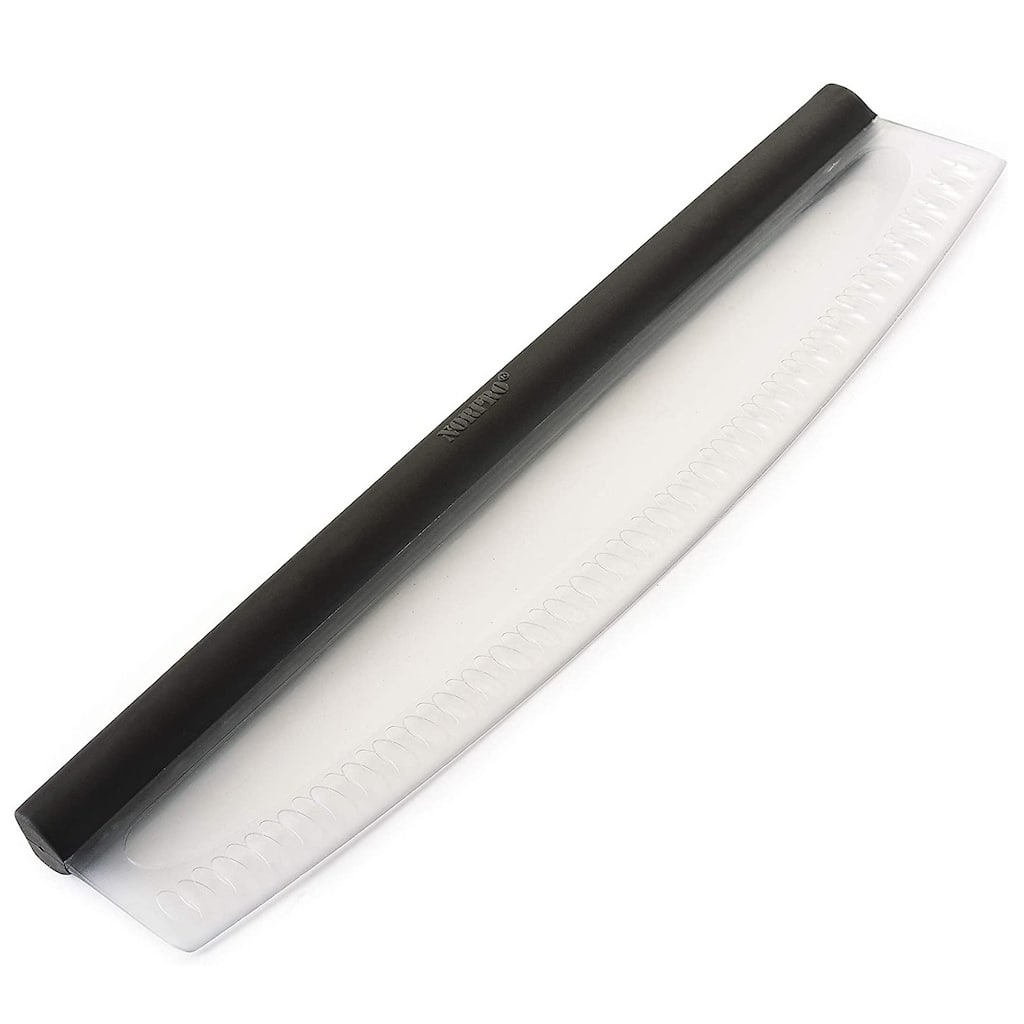 Norpro 13.75" Wide Grip-Ez Pizza / Dessert Slicer with Scallops - Curved Rocker Blade Pizza Cutter