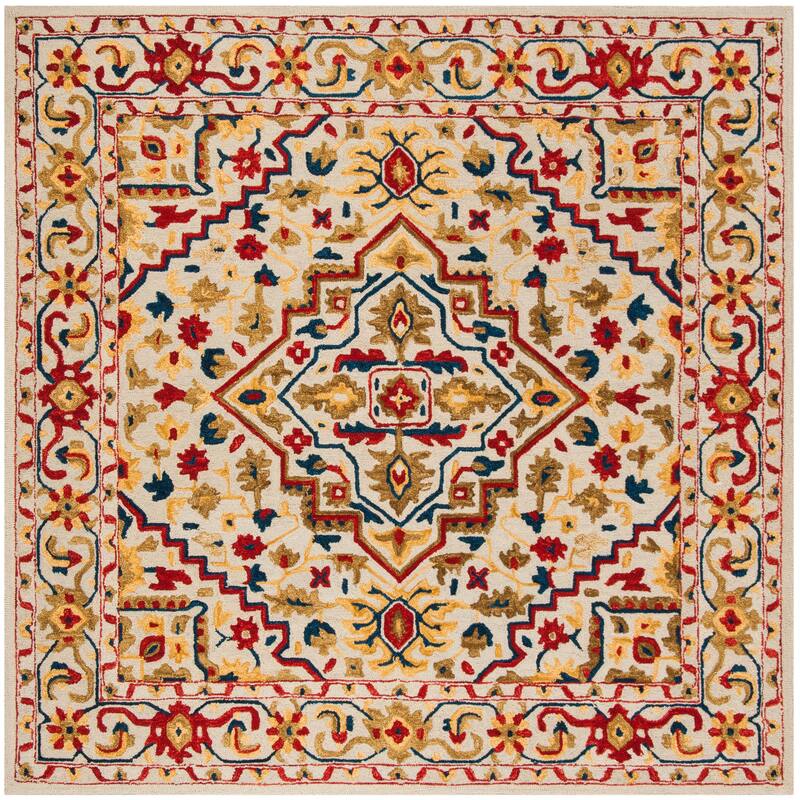 SAFAVIEH Handmade Aspen Haydee Boho Wool Rug - 7' Square - Ivory/Multi