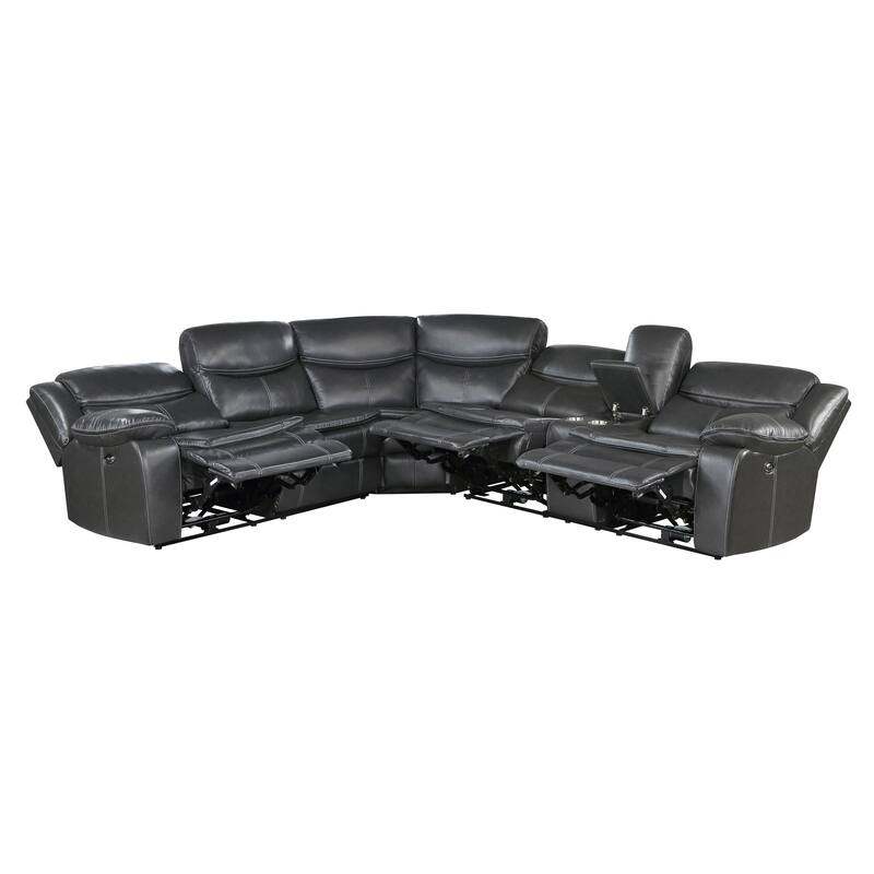 Harold Breathable Faux Leather Power Reclining Sectional Sofa
