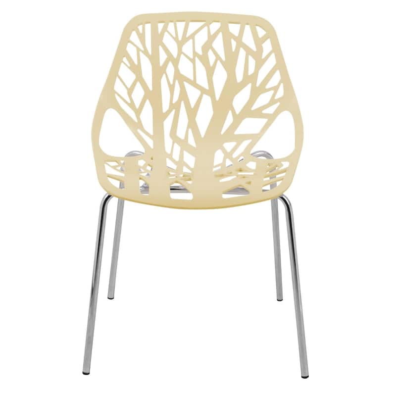 Asbury Stackable Dining Chair with Chrome Legs Side Chair with Modern Cut-Out Design Backrest