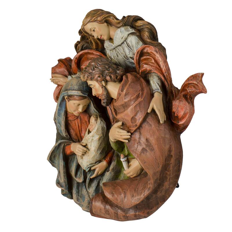 14" Brown Holy Family with Angel Christmas Wall Bust