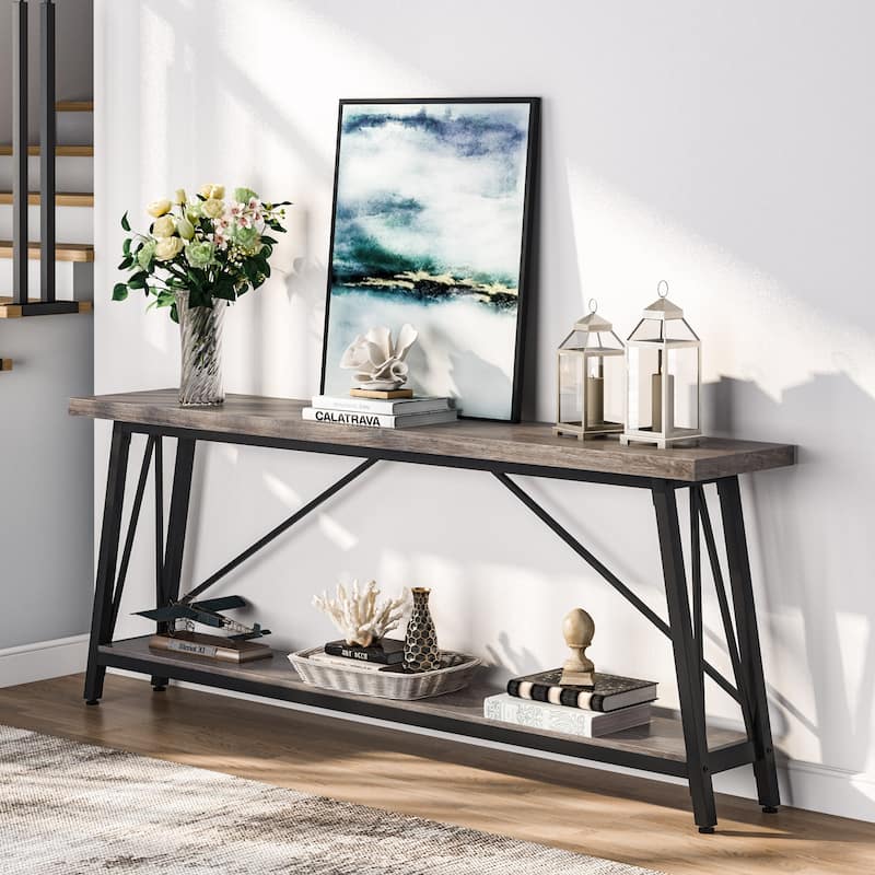 Industrial Wood Console Sofa Table for Entryway Hallway
