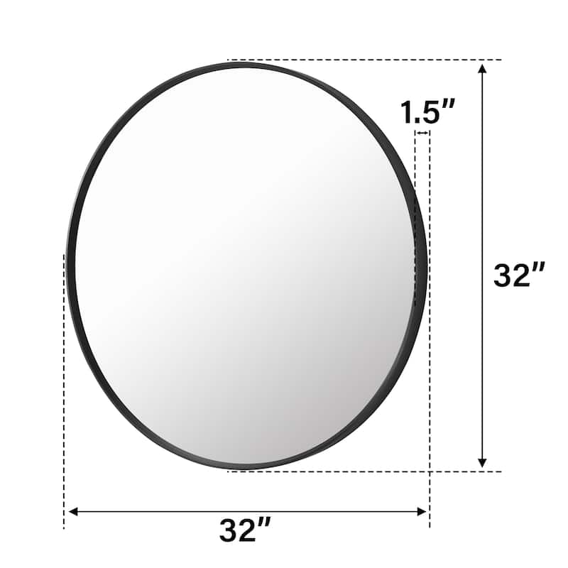 Bathroom Round Anodized Aluminum Framed Wall Vanity Mirror,Matte Black
