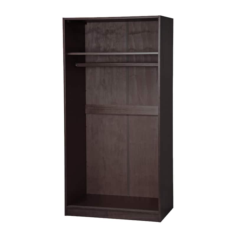 Palace Imports 100% Solid Wood 2-Sliding Door Wardrobe Armoire with Mirrored, Closed Louvered or Raised Panel Doors