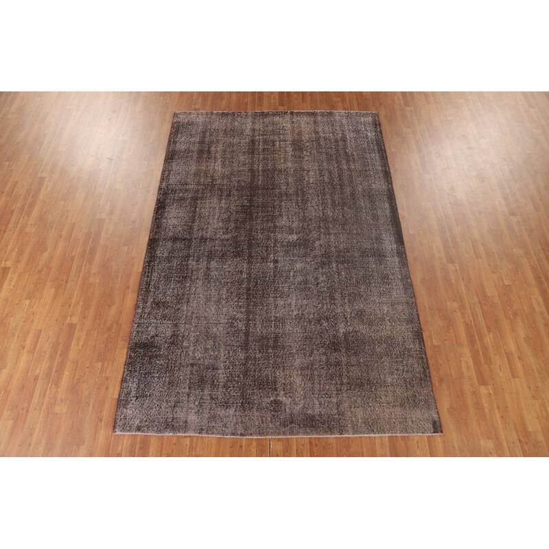 Over-Dyed Solid Anatolian Turkish Vintage Rug Handmade Wool Carpet - 6'11" x 10'7"