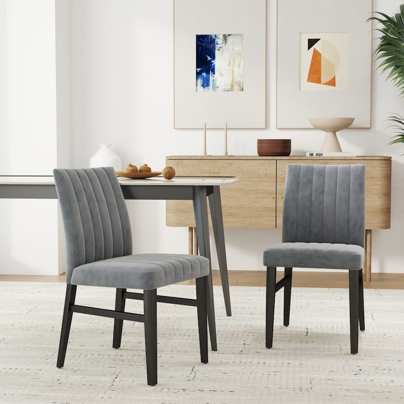 Contemporary Upholstered Dining Chairs, Set of 2 - Grey