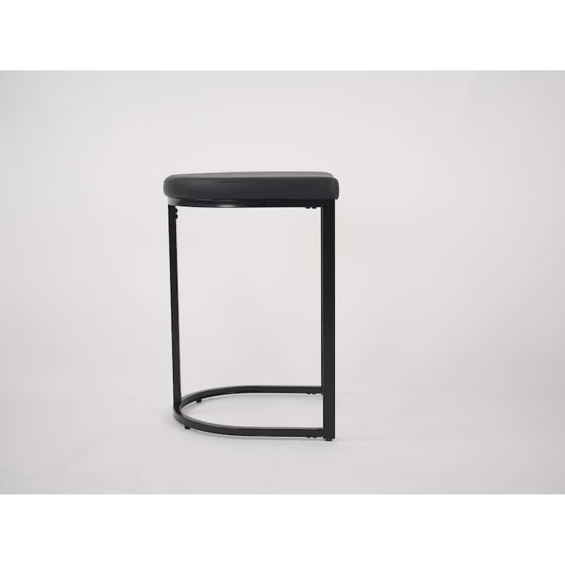 Set of 2 KD Bar Stools, PU Seat with Fully Assembled Iron Frame, for Kitchen & Living Room