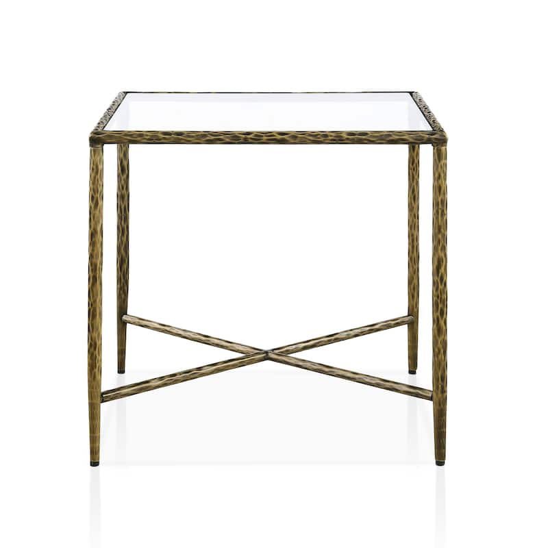 247 Shop At Home Lalia Modern Textured Metal X-Brace End Table