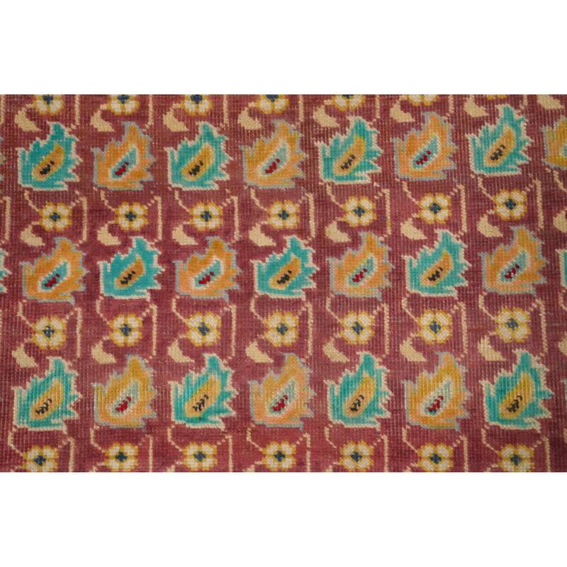 Hand Knotted Oriental 100% Wool Carpet Traditional All-Over Pink Tabriz Area Rug - 4' 5'' X 3' 0''