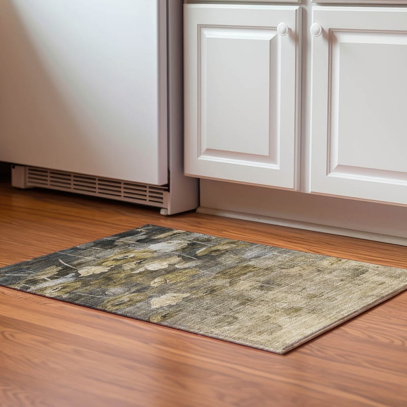 Premium Washable Super Soft Contemporary Floral Mayfield Rug - Taupe - 1' 8" x 2' 6" - Rectangle