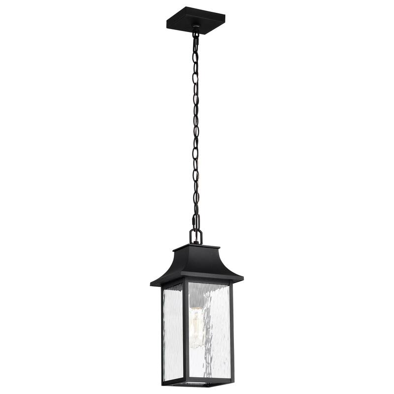 Austen Outdoor Hanging Light Matte Black Finish Clear Water Glass