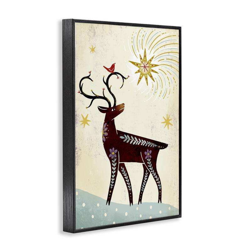 Stupell Rustic Winter Deer Framed Giclee Art Design By Hannah Moren