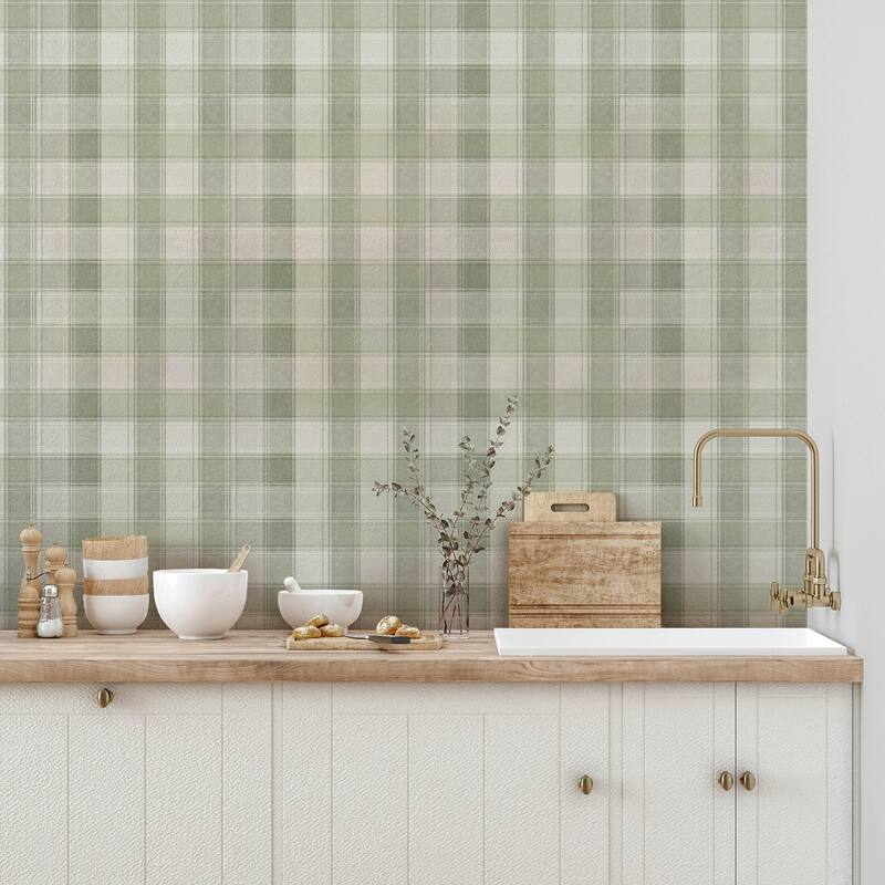 Arthouse Rita Green Country Check Wallpaper