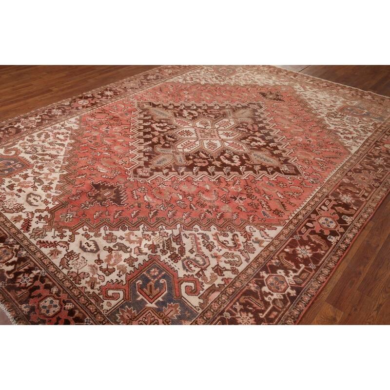 Geometric Heriz Persian Vintage Area Rug Handmade Oriental Wool Carpet - 8'4"x 11'0"