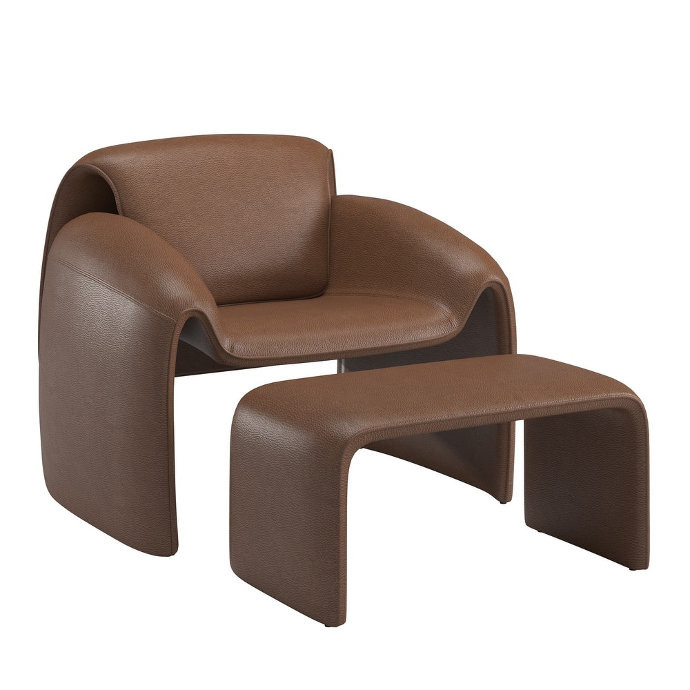 Maratea Round Arm Accent Chair and Ottoman by iNSPIRE Q Modern
